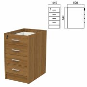 Тумба (каркас БЕЗ КРЫШКИ) приставная «Арго», 440х600х740 мм, 4 ящика, замок, орех