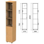 Шкаф закрытый со стеклом «Монолит», 370х390х2050 мм, цвет бук бавария (КОМПЛЕКТ)