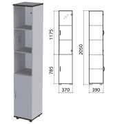 Шкаф закрытый со стеклом «Монолит», 370х390х2050 мм, цвет серый (КОМПЛЕКТ)