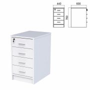 Тумба приставная «Арго», 440х600х760 мм, 4 ящика, замок, серый (КОМПЛЕКТ)