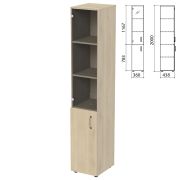 Шкаф закрытый со стеклом «Приоритет», 360х438х2000 мм, 4 полки, кронберг (КОМПЛЕКТ)