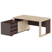 Стол руководителя левый ALTO 175x160, дуб девон/венге магия