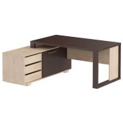 Стол руководителя левый ALTO 175x160, дуб бофорд/венге магия