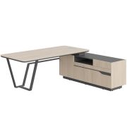 Стол руководителя LINE СФ-571201.1, дуб светлый/черный графит, 222.5х180х76.2 см