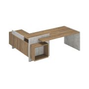 Стол руководителя WOOD&STONE правый 220х199 см, Дуб Чарльстон, Бетон Чикаго