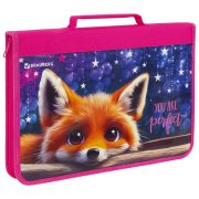 Папка на молнии BRAUBERG А4 с ручкой, с органайзером, 1 отделение, «Cute fox», 272217