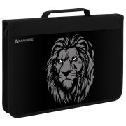 Папка на молнии BRAUBERG А4 с ручкой, с органайзером, 1 отделение, «Savage lion», 272218