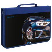 Папка на молнии BRAUBERG А4 с ручкой, с органайзером, 1 отделение, «Super car», 272219