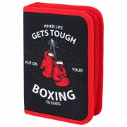 Пенал ПИФАГОР, 1 отделение, 2 откидные планки, полиэстер, 20х14 см, «Boxing», 272289