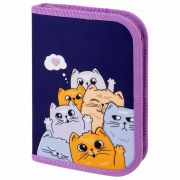 Пенал ПИФАГОР, 1 отделение, 1 откидная планка, полиэстер, 19х13 см, «Cats greetings», 272291
