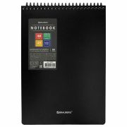 Блокнот А5 80 л., спираль пластиковая, обложка пластик, клетка, BRAUBERG «Metropolis», ЧЕРНЫЙ, 115572