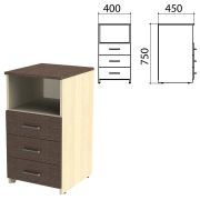 Тумба приставная «Канц», 400х450х750 мм, 3 ящика, полка, цвет дуб молочный/венге (КОМПЛЕКТ)