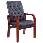 Стул руководителя Everprof Monaco Wood CF Экокожа Черный