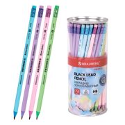 Карандаш чернографитный BRAUBERG «PASTEL», 1 шт., HB, трехгранный, с ластиком, 181995