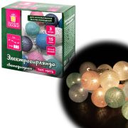 Электрогирлянда-нить комнатная «Cotton Balls» 3 м, 15 LED, теплый белый, на батарейках, ЗОЛОТАЯ СКАЗКА, 591729