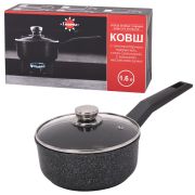 Ковш 1,6 л с крышкой и ручкой, пятислойное антипригарное покрытие, ГАРДАРИКА «Орион», 1616-04-10, 1616-18-10