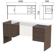 Каркас к столам письменным с 2 тумбами «Канц» 1600х600х750 мм, цвет венге, СК29.16.2