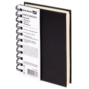 Скетчбук, слоновая кость 140 г/м2 90х140 мм, 80 л., КОЖЗАМ, гребень, BRAUBERG ART CLASSIC, черный, 116474