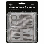 Универсальный набор для маникюра и педикюра 9 в 1 в футляре, MINI, черный карбон, блистер, WBZ (ВБЗ), 609496