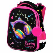 Ранец BRAUBERG PREMIUM, 2 отделения, с брелоком, «Headphones», велюровая нашивка, 38х29х16 см, 273100