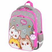 Ранец BRAUBERG QUADRO, 3 отделения, с брелком, Hi there, велюровая панель, 37х28х18 см, 273105