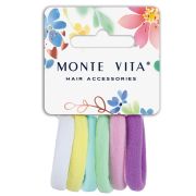 Резинки для волос НАБОР 6 шт., мягкие, средние, пастельные цвета, MONTE VITA (МОНТЕ ВИТА), 457047