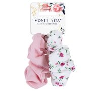 Резинки для волос НАБОР 2 шт., 4х20 см, скранч, розовый, белый, MONTE VITA (МОНТЕ ВИТА), 457073