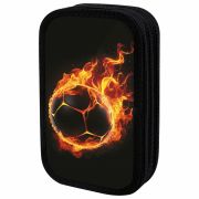 Пенал ЮНЛАНДИЯ, 3 отделения, картон с эффектом soft-touch, 19х11 см, «Fire ball», 273501
