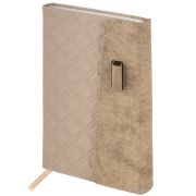 Ежедневник недатированный А5 145х215 мм, BRAUBERG «Stitch», под кожу, магнит, 160 л., бежевый, 116590