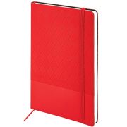 Блокнот А5 138x213 мм, BRAUBERG «Tissage», под кожу, 80 л., резинка, клетка, красный, 116603