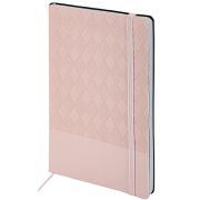 Блокнот А5 138x213 мм, BRAUBERG «Tissage», под кожу, 80 л., резинка, клетка, нежно-розовый, 116604