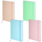 Блокнот А5 138x213 мм, BRAUBERG «Basic», под кожу, 80 л., клетка, ассорти, PASTEL, 116230