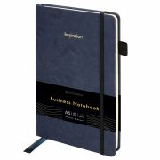 Блокнот А5 138x213 мм, BRAUBERG «Velvet», резинка, держатель, 80 л., клетка, синий, 116239