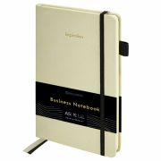 Блокнот А5 138x213 мм, BRAUBERG «Velvet», резинка, держатель, 80 л., клетка, бежевый, 116240