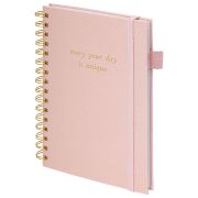 Бизнес-тетрадь на гребне А5 148х216 мм, BRAUBERG «Calipso» под кожу, резинка, клетка, 80 л., розовая, 116251