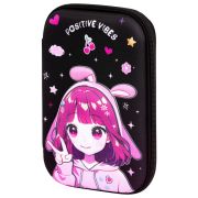 Пенал ЮНЛАНДИЯ большой, 1 отделение, 1 откидная планка, карман, полиэстер/EVA, 22х15х5 см, «Anime sign», 273194