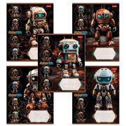 Тетрадь 18 л., HATBER клетка, обложка картон, «Робо» (микс в спайке), 084624, 18Т5В1