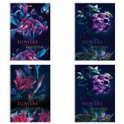 Тетрадь А4 96 л., HATBER, гребень, клетка, обложка картон, «Beautiful flowers» (микс в спайке), 086261, 96Т4В1гр