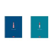 Тетрадь А5, 96 л., HATBER, гребень, клетка, Soft-touch ламинация, «Lighthouse» (микс в спайке), 089770, 96Т5лВ1гр
