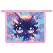 Папка для тетрадей ПИФАГОР А5, 1 отделение, пластик, на молнии, «Magic kitty», 273327