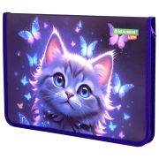Папка для тетрадей BRAUBERG KIDS А4, 1 отделение, пластик, молния вокруг, «Curious cat», 273336