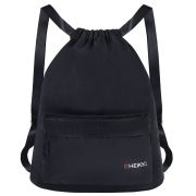 Рюкзак спортивный мешок HEIKKI CASUAL (ХЕЙКИ) с дополнительным карманом, 44х34 см, «Total black», 273457