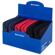 Пенал мягкий BRAUBERG, 2 отделения, ассорти 3 цвета, «Basic», 19х9х4 см, дисплей, 273611