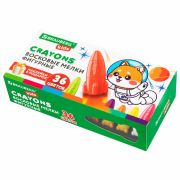 Восковые мелки фигурные BRAUBERG KIDS «РАКЕТА», НАБОР 36 цветов + НАКЛЕЙКИ В ПОДАРОК, 273084