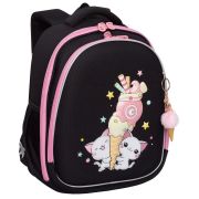 Ранец GRIZZLY анатомическая спинка, c брелоком, для девочек, «YUMMY», 36х28х20 см, RAz-586-14/1