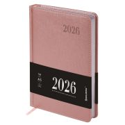 Ежедневник датированный 2026, А5, 138х213 мм, BRAUBERG «Impression», под кожу, розовый, 117514