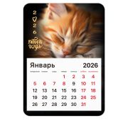 Календарь отрывной на магните на 2026 г., BRAUBERG, 130x180 мм, склейка, «Котик», 117289