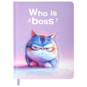 Дневник 1-11 класс 48 л., обложка кожзам (твердая с поролон), 3D-элемент, BRAUBERG, «Суровый кот», 107221