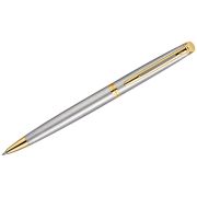 Ручка подарочная шариковая WATERMAN «Hemisphere Stainless Steel GT», серебристый корпус, позолоченные детали, синяя, S0920370