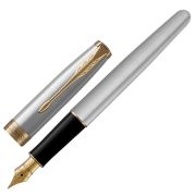 Ручка перьевая PARKER «Sonnet Core Stainless Steel GT», корпус серебристый, позолоченные детали, черная, 1931504